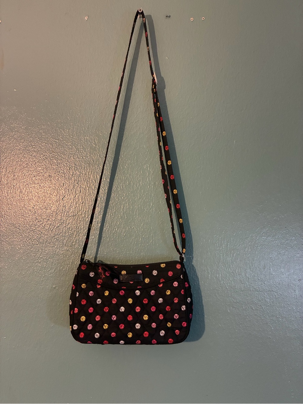 Vera Bradley Havana Dots Quilted Crossbody Purse Bag Retired Black Polka Dot